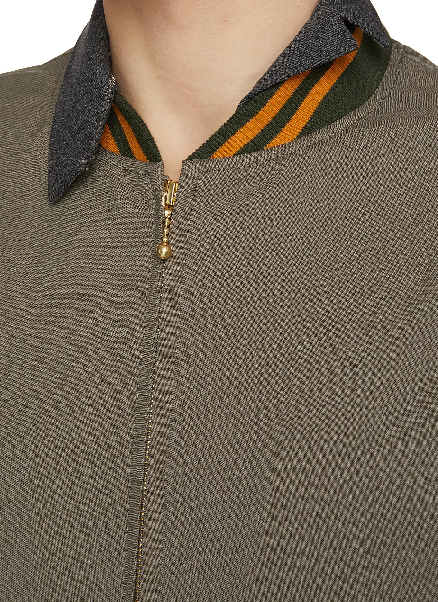 Layered Collar Hybrid Bomber Jacket - Thumbnail 4