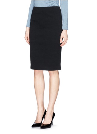 Front View - Click To Enlarge - ARMANI COLLEZIONI - Stretch wool blend knit pencil skirt
