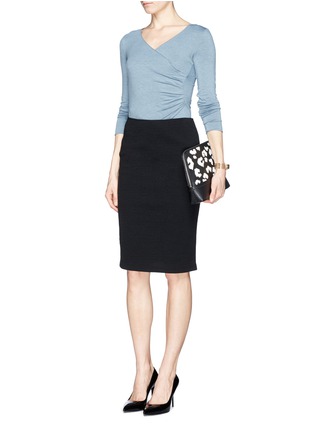 Figure View - Click To Enlarge - ARMANI COLLEZIONI - Stretch wool blend knit pencil skirt