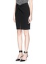 Front View - Click To Enlarge - ARMANI COLLEZIONI - Cross wrap front cady pencil skirt
