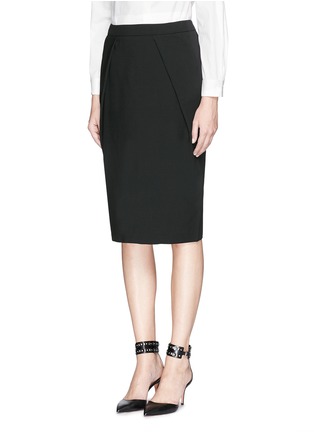 Front View - Click To Enlarge - ARMANI COLLEZIONI - Wool crepe pencil skirt