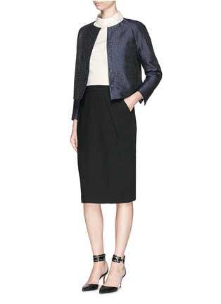 Figure View - Click To Enlarge - ARMANI COLLEZIONI - Wool crepe pencil skirt