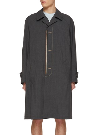 Main View - Click To Enlarge - KOLOR - Stitched and Striped Placket Coat