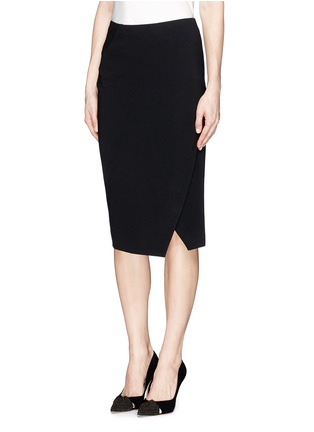 Front View - Click To Enlarge - ARMANI COLLEZIONI - Mock wrap front pencil skirt