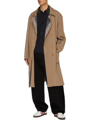 Figure View - Click To Enlarge - KOLOR - Multi-Colour Lapel Double Breasted Cotton Coat