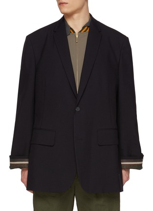 Main View - Click To Enlarge - KOLOR - Notch Lapel Cuffed Sleeves Wool Blazer