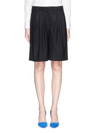 Main View - Click To Enlarge - ARMANI COLLEZIONI - Pleat wool shorts