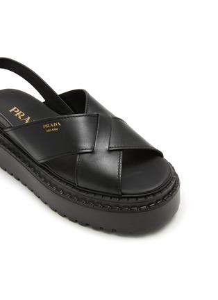 Detail View - Click To Enlarge - PRADA - Double Chocolate Leather Flatform Sandals