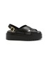 Main View - Click To Enlarge - PRADA - Double Chocolate Leather Flatform Sandals