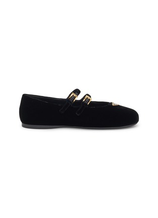 Main View - Click To Enlarge - PRADA - Double Strap Velvet Mary Jane Flats