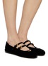 Figure View - Click To Enlarge - PRADA - Double Strap Velvet Mary Jane Flats