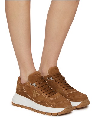 Figure View - Click To Enlarge - PRADA - Prax One Suede Women's Sneakers