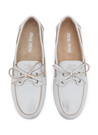 Detail View - Click To Enlarge - MIU MIU - Leather Boat Shoes