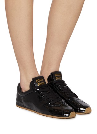 Figure View - Click To Enlarge - MIU MIU - Flat Patent Leather Women's Sneakers