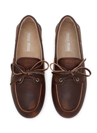 Detail View - Click To Enlarge - MIU MIU - Leather Boat Shoes