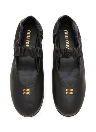 Detail View - Click To Enlarge - MIU MIU - Elastic Leather Mary Jane Flats