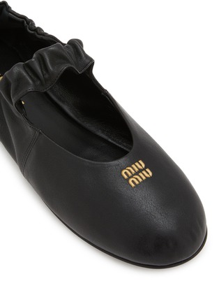 Detail View - Click To Enlarge - MIU MIU - Elastic Leather Mary Jane Flats