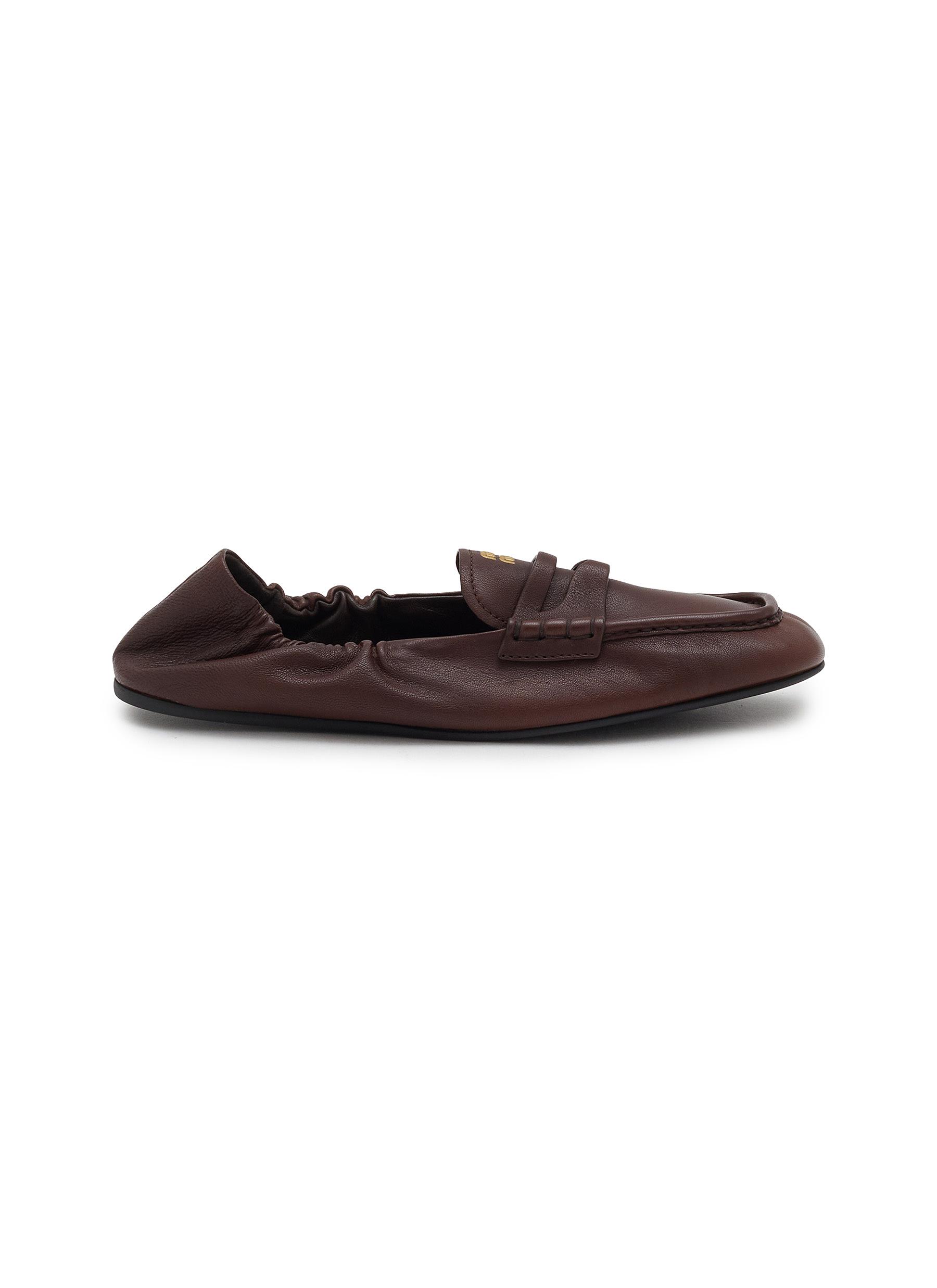 ローファー・オックスフォード MIU MIU Dark Brown Leather Loafers Miu Miu - Leather Penny Loafers in Brown - 5D773D_3G48_F0038