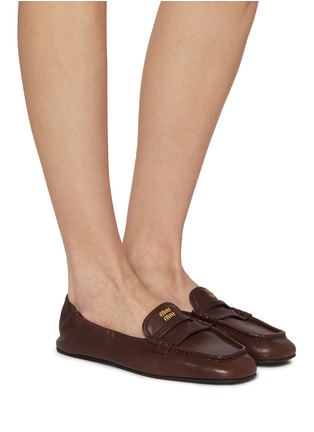 Figure View - Click To Enlarge - MIU MIU - Elastic Leather Loafers