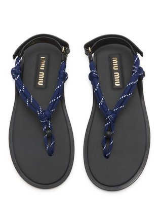 Detail View - Click To Enlarge - MIU MIU - Velcro Braided Rope Sandals