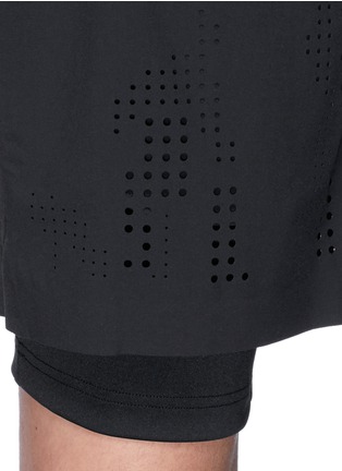 Detail View - Click To Enlarge - THEORY - 'Dune Damo' perforated camouflage stretch shorts