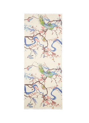 Main View - Click To Enlarge - PASHMA - Cherry blossom bird print silk-cashmere scarf