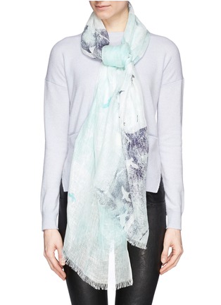 Figure View - Click To Enlarge - PASHMA - Swallow grid print linen scarf