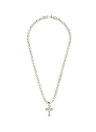 Main View - Click To Enlarge - EMANUELE BICOCCHI - Sterling Silver Beaded Chain Small Cross Necklace