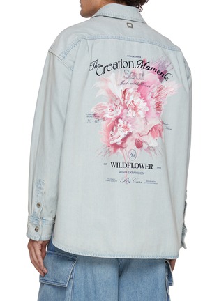 Back View - Click To Enlarge - WOOYOUNGMI - Light Wash Wildflower Printed Denim Shirt