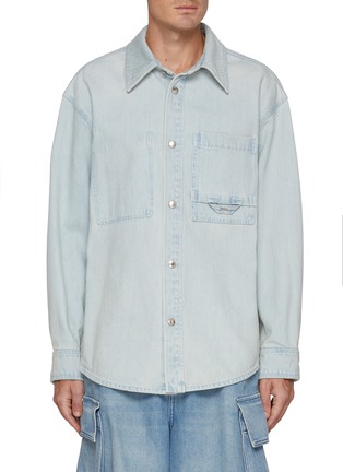 Main View - Click To Enlarge - WOOYOUNGMI - Light Wash Wildflower Printed Denim Shirt