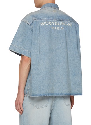 Back View - Click To Enlarge - WOOYOUNGMI - Light Wash Logo Back Pocket Denim Shirt