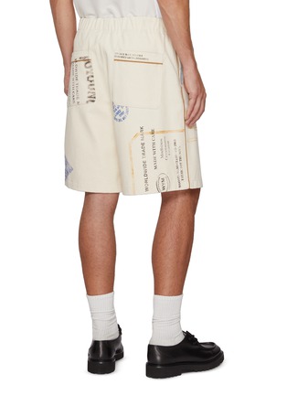 Back View - Click To Enlarge - WOOYOUNGMI - Retro Travel Printed Drawstring Cotton Shorts