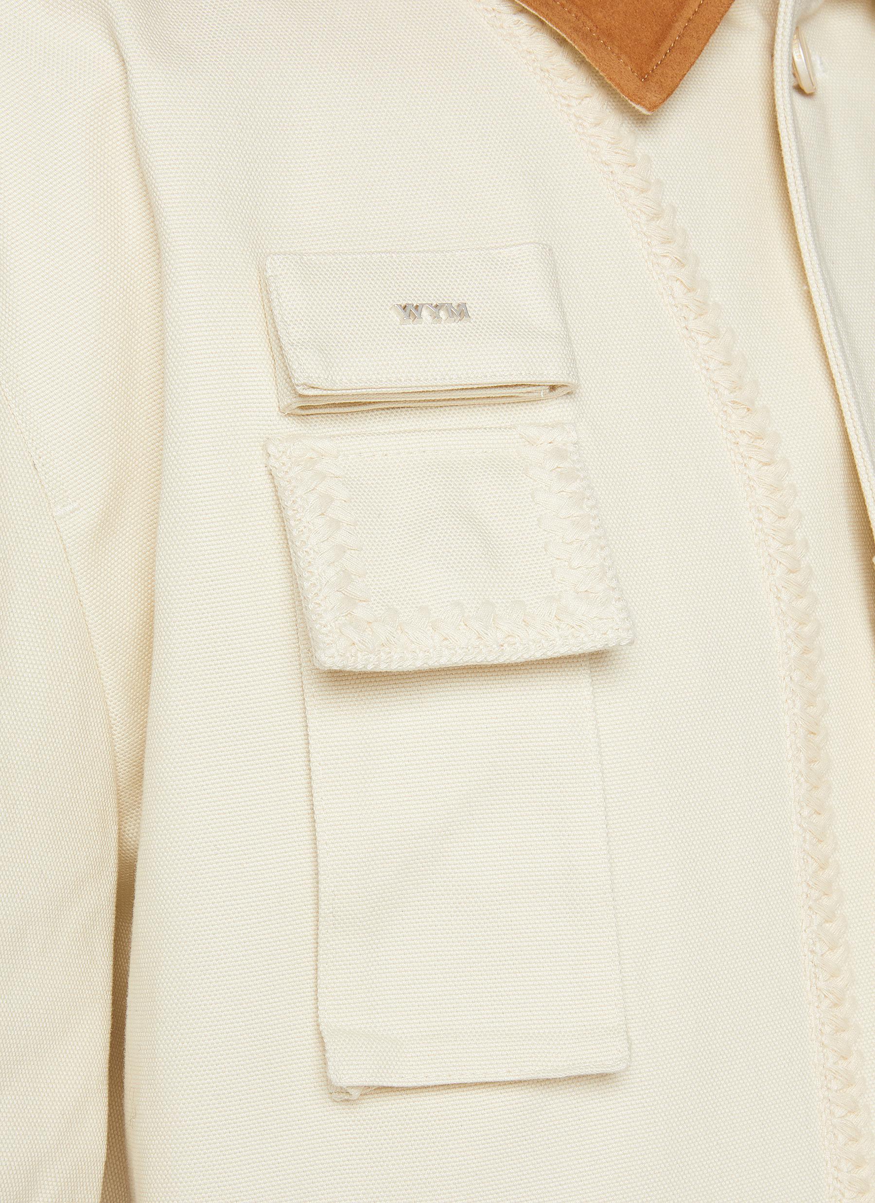 Suede Collar Quad Pocket Cotton Utility Jacket - Thumbnail 4