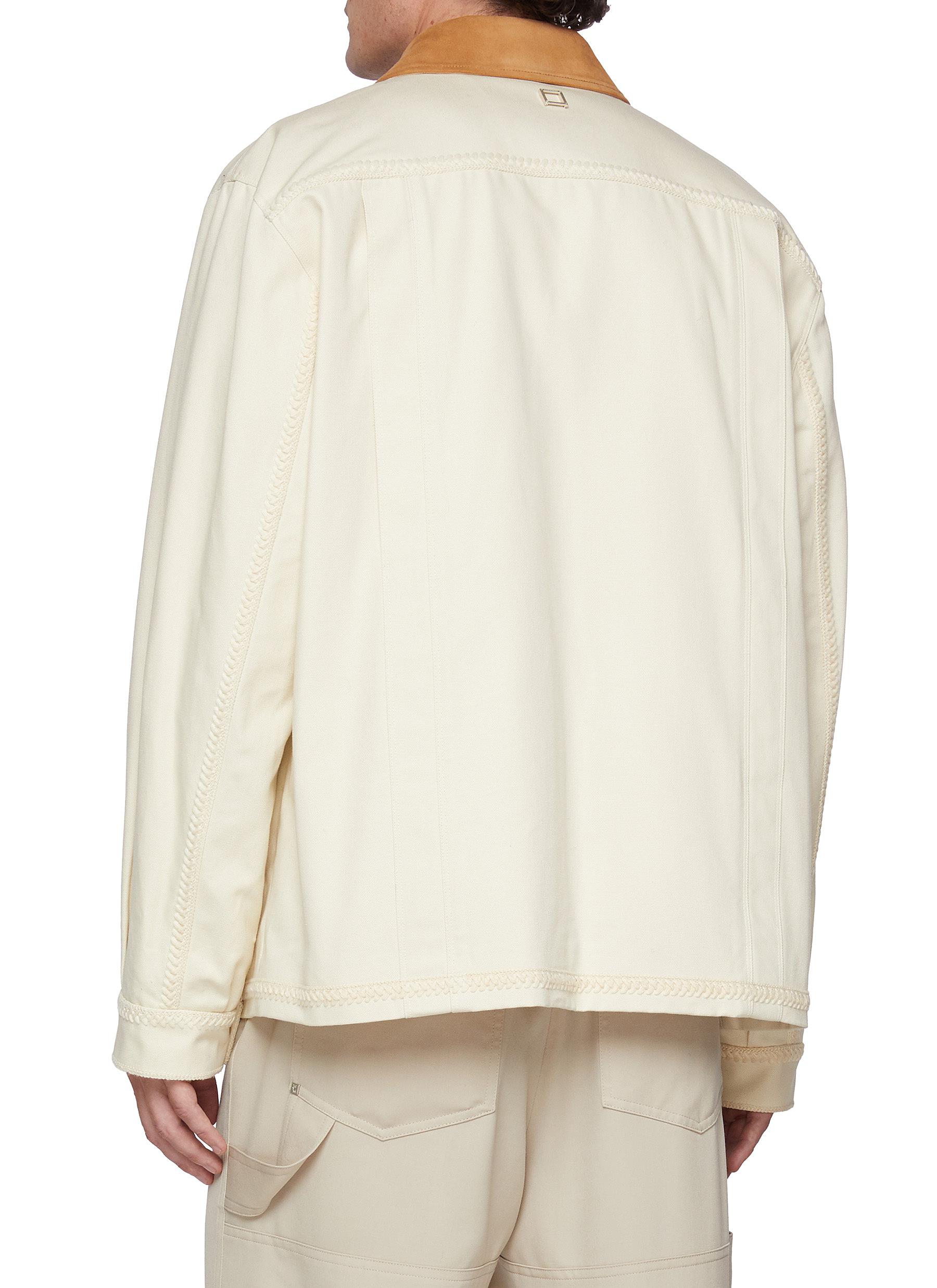 Suede Collar Quad Pocket Cotton Utility Jacket - Thumbnail 3