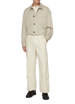 Figure View - Click To Enlarge - WOOYOUNGMI - Wide Leg Cotton Cargo Pants