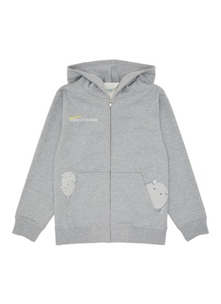 Back View - Click To Enlarge - BAZ & FRIENDS - Mini Baz Print Zip Up Cotton Kids' Hoodie