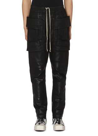 Main View - Click To Enlarge - RICK OWENS DRKSHDW - Foiled Stretch Drawstring Waist Cargo Jeans