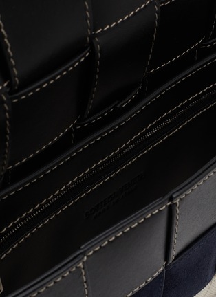 Detail View - Click To Enlarge - BOTTEGA VENETA - Cassette Intreccio Leather Suede Canvas Crossbody Bag