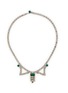 LANE CRAWFORD VINTAGE ACCESSORIES 1950s Silver-Toned Crystal Emerald Cocktail Necklace