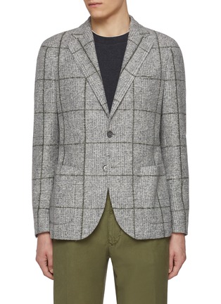 Main View - Click To Enlarge - EQUIL - Notch Lapel Single Breasted Plaid Cotton Virgin Wool Blend Blazer