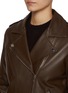 Detail View - Click To Enlarge - KRUF - Mink Collar Leather Biker Jacket