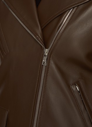  - KRUF - Mink Collar Leather Biker Jacket