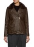 Main View - Click To Enlarge - KRUF - Mink Collar Leather Biker Jacket