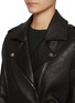 Detail View - Click To Enlarge - KRUF - Mink Collar Leather Biker Jacket