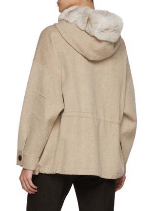 Back View - Click To Enlarge - KRUF - Fur Trim Hood Wool Parka Jacket