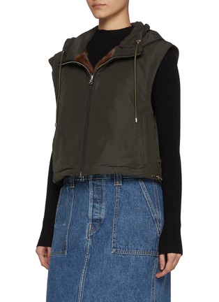 Detail View - Click To Enlarge - KRUF - Hooded Mink Fur Reversible Puffer Vest