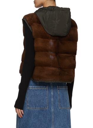 Back View - Click To Enlarge - KRUF - Hooded Mink Fur Reversible Puffer Vest