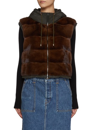 Main View - Click To Enlarge - KRUF - Hooded Mink Fur Reversible Puffer Vest