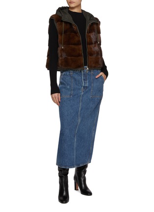 Figure View - Click To Enlarge - KRUF - Hooded Mink Fur Reversible Puffer Vest