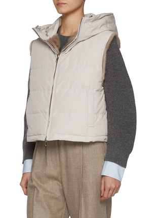 Detail View - Click To Enlarge - KRUF - Hooded Mink Fur Reversible Puffer Vest